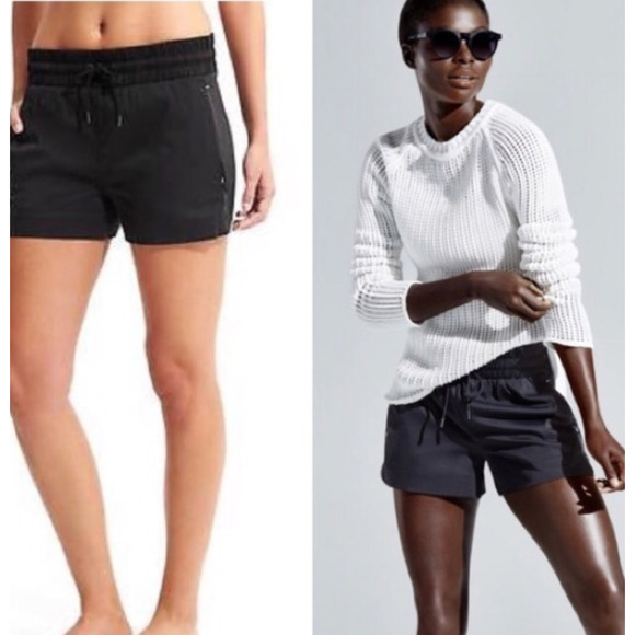 Derek Lam 10C x Athleta Shorts Womens S Small Black Drawstring Zip Pockets *READ - Picture 13 of 14